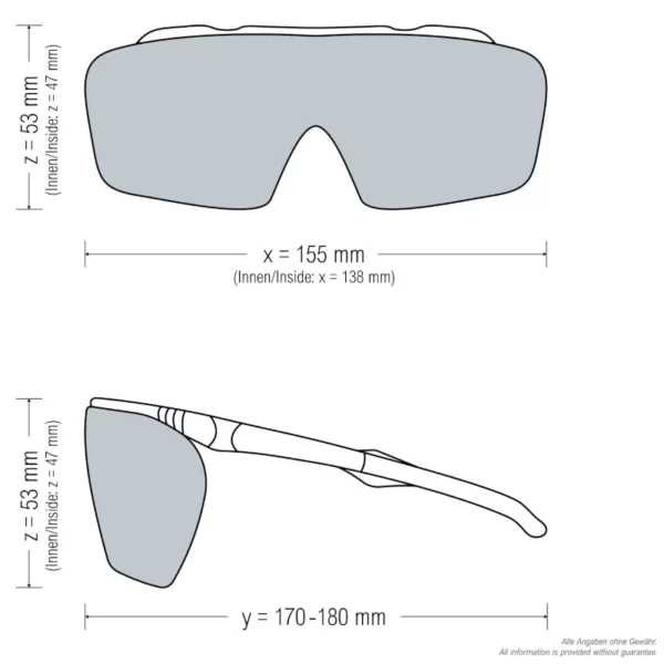 Abmessungen Laserschutzbrille ONTOR für lina:60i 810