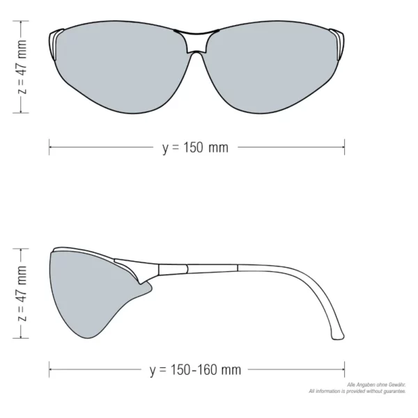 Abmessungen Laserschutzbrille Terminator für lina:60i 810
